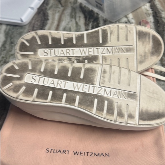 Stuart Weitzman 8.5 excelsa white sneakers with pearl laces - Picture 5 of 5